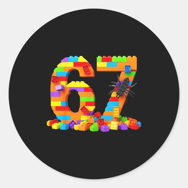 67 Number Meme Six Seven 6 7 Building Blocks Gen A Classic Round Sticker (Front)