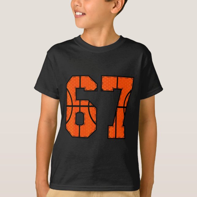 67 Number Six Seven Funny Meme Gen Alpha Slang Bas T-Shirt (Front)