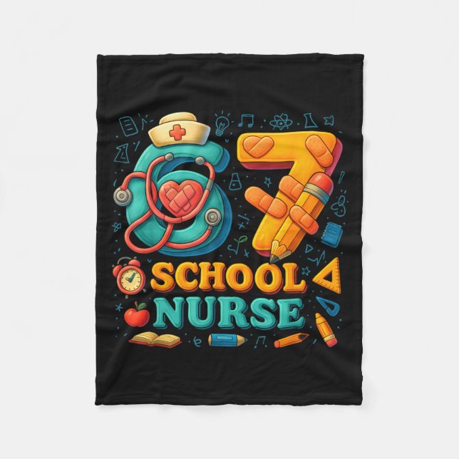 67 Nurse Days Funny Medical Back To School  Fleece Blanket (Front)