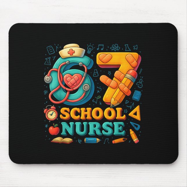 67 Nurse Days Funny Medical Back To School  Mouse Mat (Front)