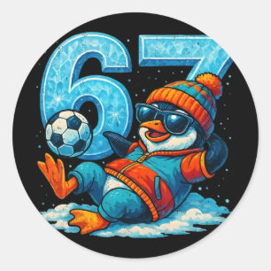 67 Penguin Soccer Funny Winter Meme Gift Classic Round Sticker