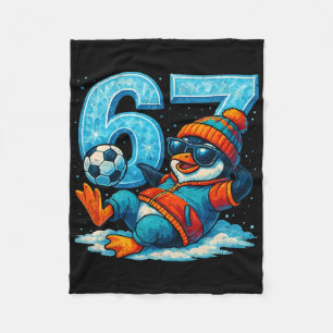 67 Penguin Soccer Funny Winter Meme Gift Fleece Blanket