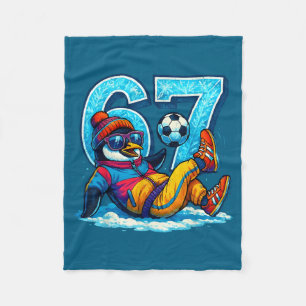 67 Penguin Soccer Funny Winter Meme Gift  Fleece Blanket