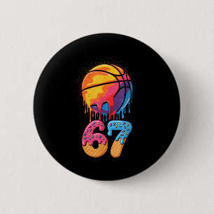 67 Player 67th Birthday Basketball Drip Number Ice 6 Cm Round Badge