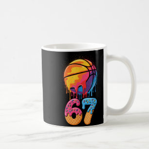 67 Player 67th Birthday Basketball Drip Number Ice Coffee Mug