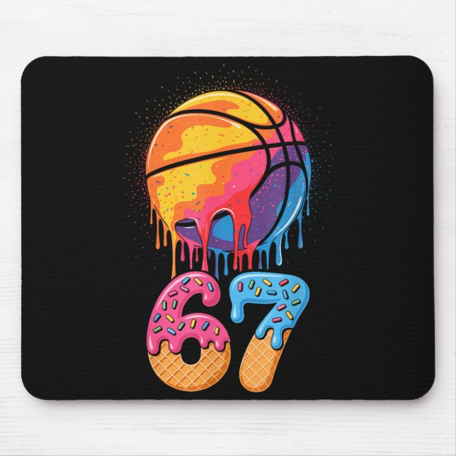 67 Player 67th Birthday Basketball Drip Number Ice Mouse Mat (Front)