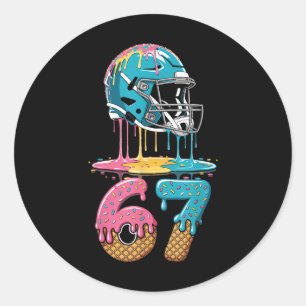 67 Player 67th Birthday Ice Cream American Footbal Classic Round Sticker