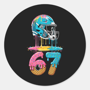 67 Player 67th Birthday Ice Cream American Footbal Classic Round Sticker