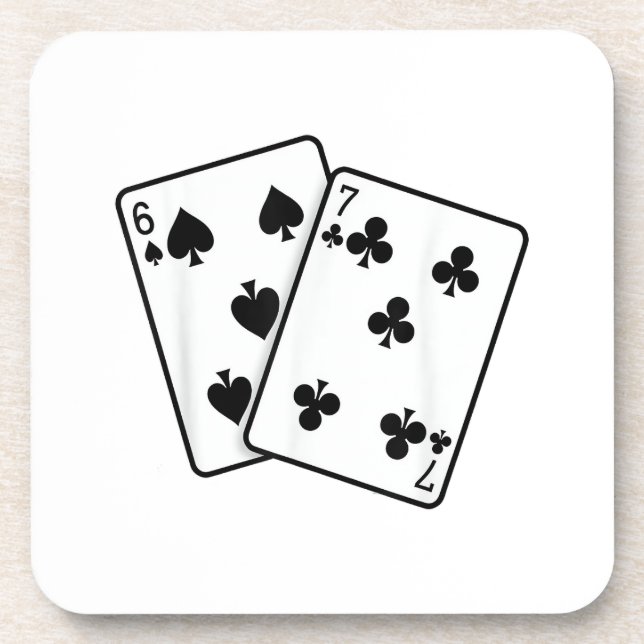 67 Playing Cards Meme Funny Six Seven Coaster (Front)