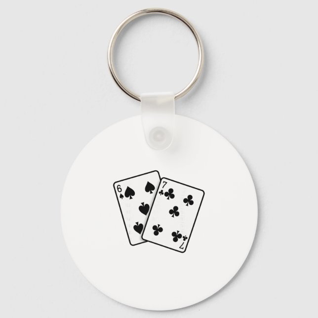 67 Playing Cards Meme Funny Six Seven  Key Ring (Front)