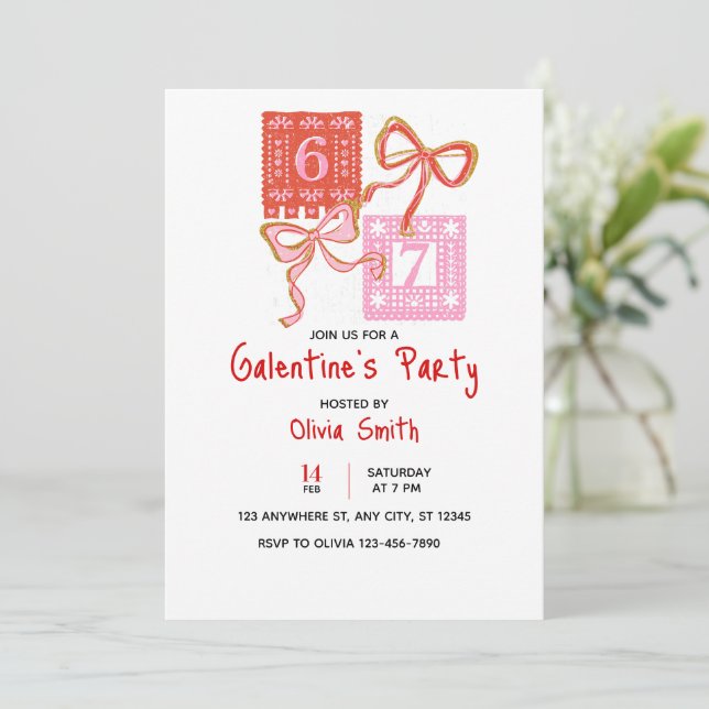 67 preppy Galentine’s Day invitation, coquette  Invitation (Standing Front)
