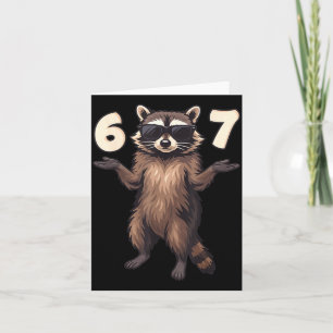 67 Raccoon 6-7 Hands Se Funny Gen Alpha Kids Teens Card