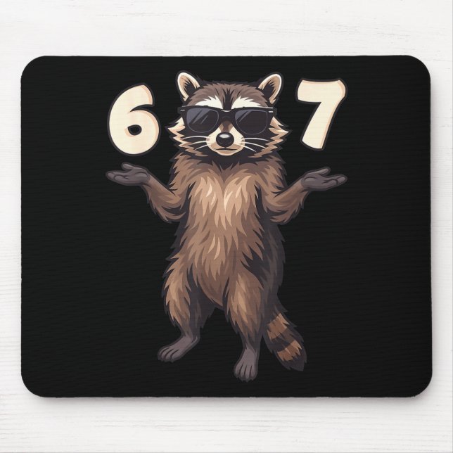 67 Raccoon 6-7 Hands Se Funny Gen Alpha Kids Teens Mouse Mat (Front)