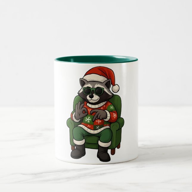67 Racoon Meme - Custom Text Personalised Coffee  Two-Tone Coffee Mug (Center)