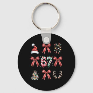 67 Ribbon Christmas Tree Xmas Holiday Number 67 Key Ring