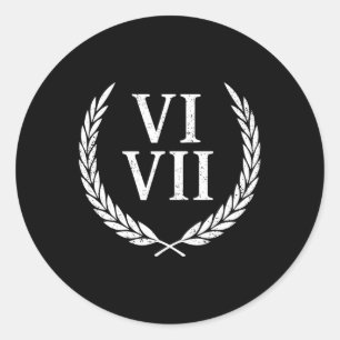 67 Roman Numerals Meme History Teacher Vintage Fun Classic Round Sticker