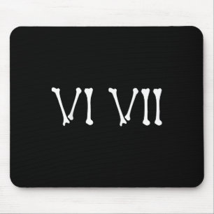 67 Roman Numerals Vi Vii Funny Skeleton Halloween Mouse Mat