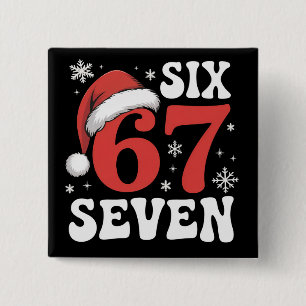 67 Santa Hat Christmas Six Seven Funny Sayings 15 Cm Square Badge
