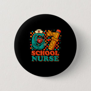 67 School Nurse Days Pencil Heart Funny Medical  6 Cm Round Badge