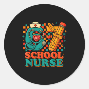 67 School Nurse Days Pencil Heart Funny Medical  Classic Round Sticker