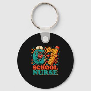 67 School Nurse Days Pencil Heart Funny Medical  Key Ring