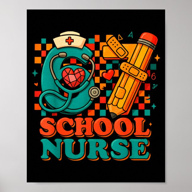 67 School Nurse Days Pencil Heart Funny Medical  Poster (Front)