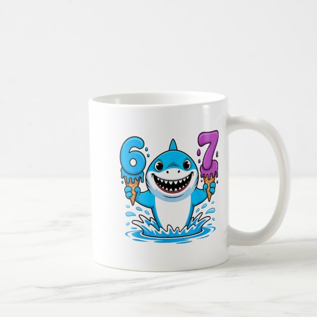 67 Shark Six Seven Ice Cream Drip Funny Gen Alpha  Coffee Mug (Right)