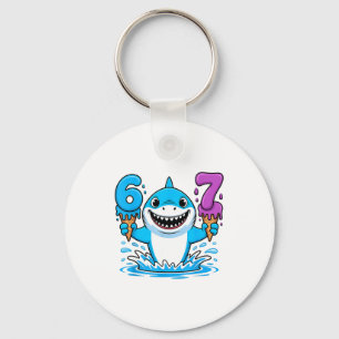 67 Shark Six Seven Ice Cream Drip Funny Gen Alpha Key Ring
