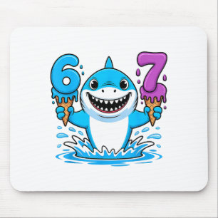 67 Shark Six Seven Ice Cream Drip Funny Gen Alpha Mouse Mat