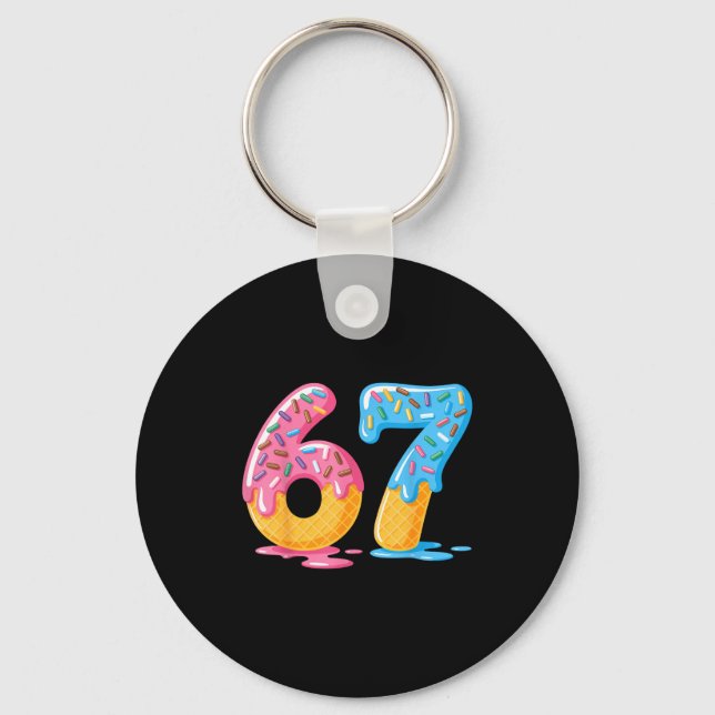 67 Shirt Ice Cream Shorts Funny Meme Slang Six Sev Key Ring (Front)