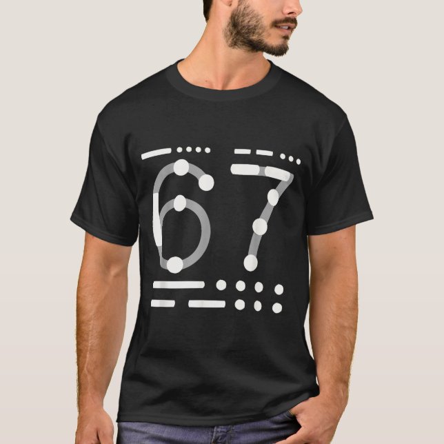 67 Shirt, Morse Code 67 Kid Meme Six Seven Graphic T-Shirt (Front)