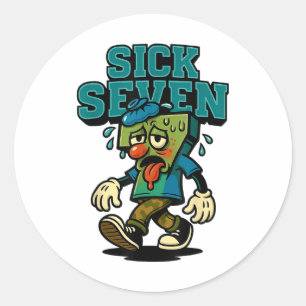 67 Sick Seven Halloween Costume Fun Wordplay Girls Classic Round Sticker