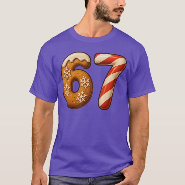 67 Six Seven 67 Gingerbread Candy Cane Christmas K T-Shirt (Front)
