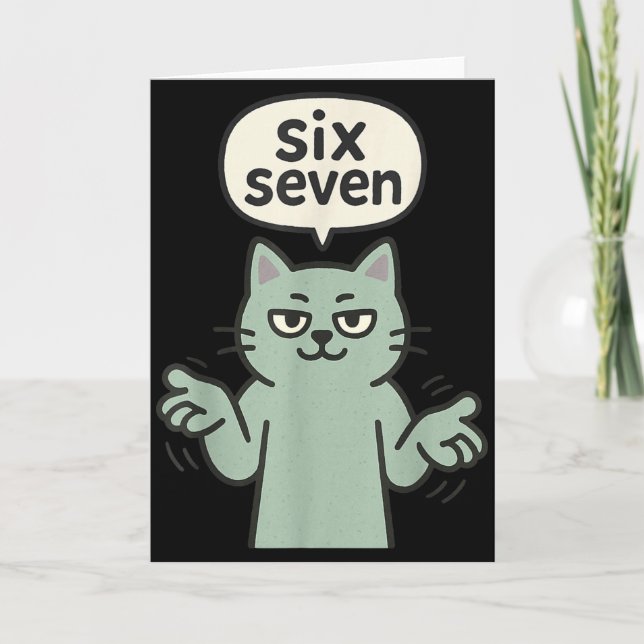 67 Six Seven 6-7 Cat - Funny Kids Gaming Brainrot  Card (Front)