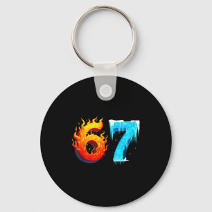 67 Six Seven 6-7 Flaming Ice – Funny Teen Kids Bra Key Ring