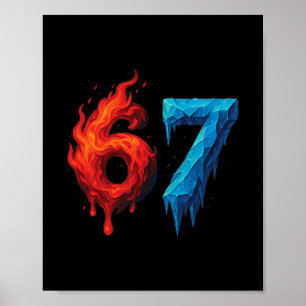 67 Six Seven 6-7 Flaming Ice - Funny Teen Kids Bra Poster