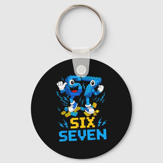 67 Six Seven 6-7 Funny Brainrot Meme Teens Gen Alp Key Ring (Front)