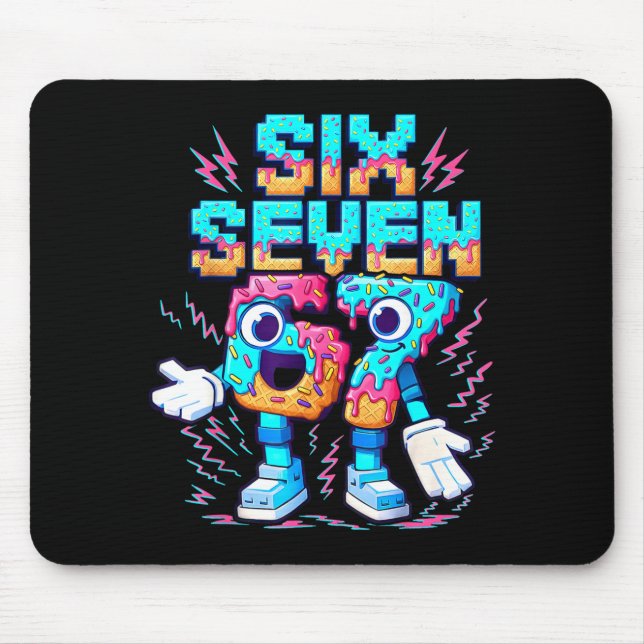 67 Six Seven 6-7 - Funny Italian Brainrot Ice Crea Mouse Mat (Front)