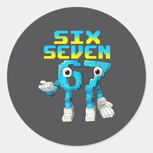 67 Six Seven 6-7 - Funny Italian Brainrot Kids Gam Classic Round Sticker (Front)