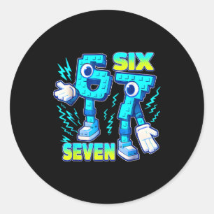 67 Six Seven 6-7 Funny Italian Brainrot Kids Gamin Classic Round Sticker