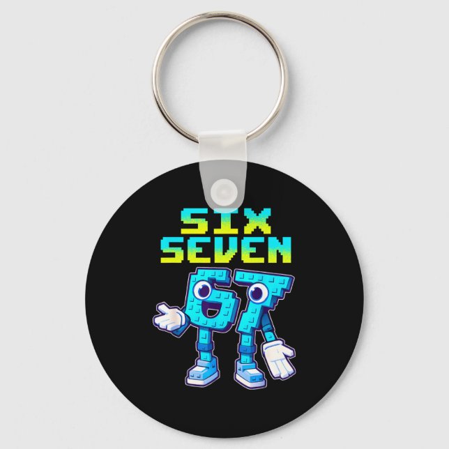 67 Six Seven 6-7 Funny Italian Brainrot Kids Gamin Key Ring (Front)