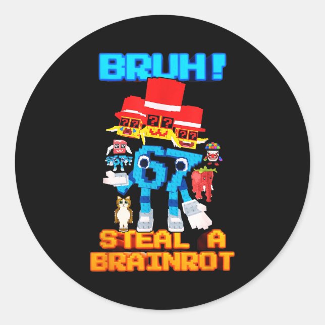 67 Six Seven 6-7 - Funny Steal Brainrot Kids Gamin Classic Round Sticker (Front)