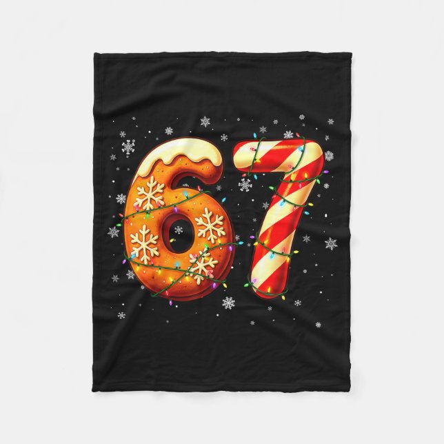67 Six Seven 6-7 Gingerbread Candy Cane Christmas  Fleece Blanket (Front)