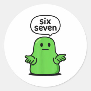 67 Six Seven 6-7 Green Blob Slime - Funny Kids Bra Classic Round Sticker