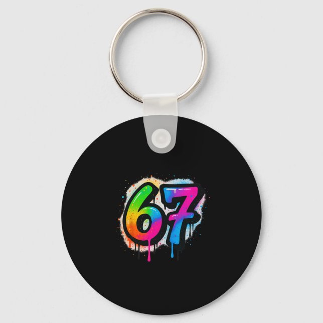 67 Six Seven 6 7 Meme Design Funny 6 7 3  Key Ring (Front)