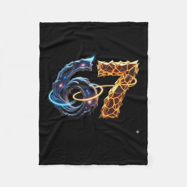 67 Six Seven 6 7 Meme Design Funny 6 7 4  Fleece Blanket (Front)