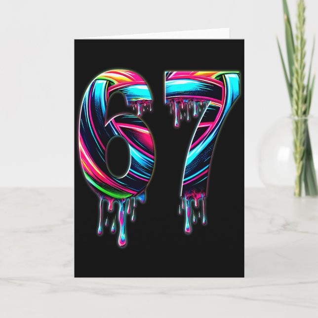 67 Six Seven 6 7 Meme Design Funny 6 7  Card (Front)