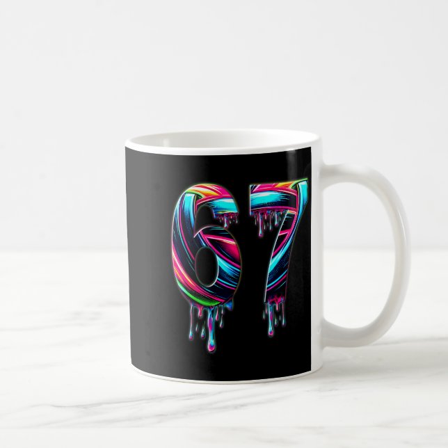 67 Six Seven 6 7 Meme Design Funny 6 7  Coffee Mug (Right)