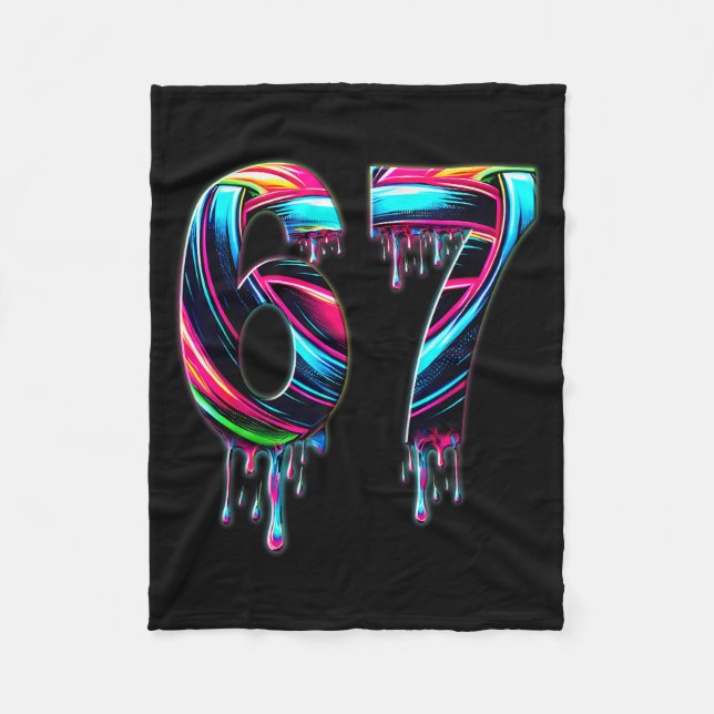 67 Six Seven 6 7 Meme Design Funny 6 7  Fleece Blanket (Front)