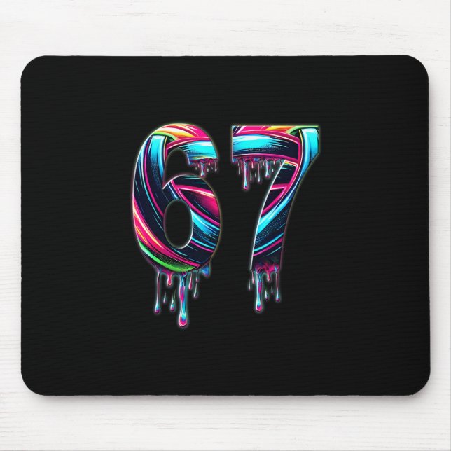 67 Six Seven 6 7 Meme Design Funny 6 7  Mouse Mat (Front)